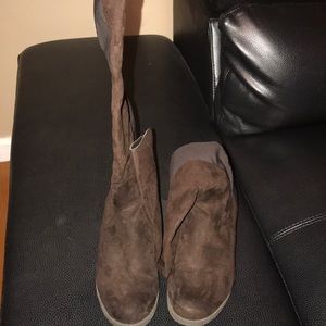 Knee high brown suede boots